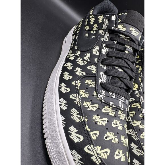 Size 9.5- Nike Air Force 1 \'07 QS Low All Over Logo Black main image 5